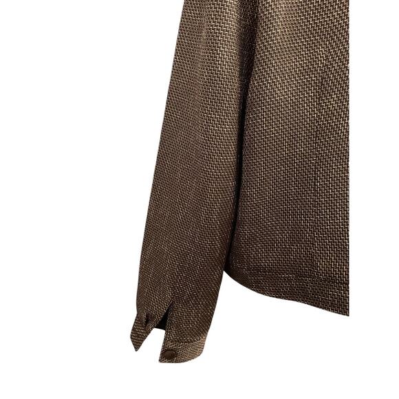 Sag Harbor Petite Brown Gold Embroidered Zip Up Jacket Size 12P Woven Texture - Picture 10 of 12